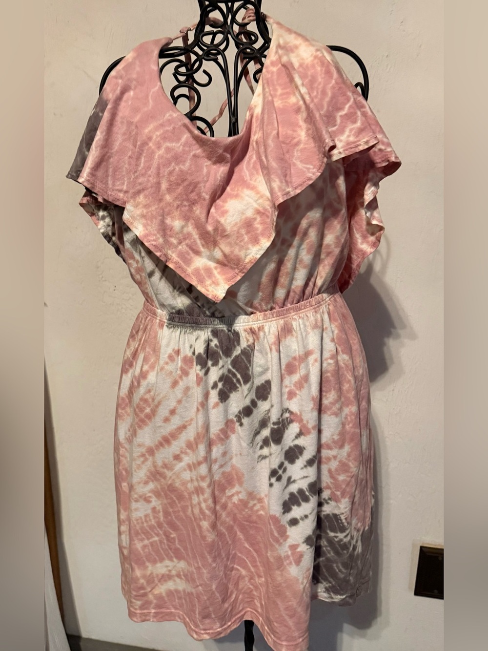 Gypsy 05 made in Hollywood Pink Tie-Dye Ruffle Sundress - Picture 2 of 4
